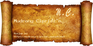 Mudrony Ciprián névjegykártya